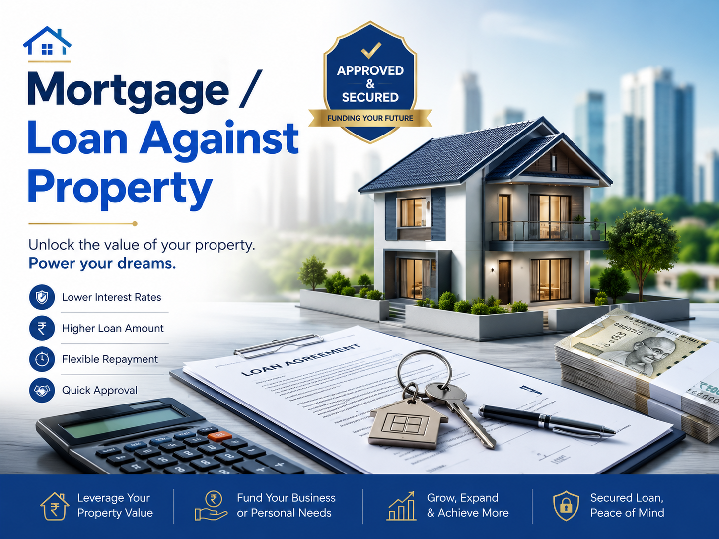 House models and keys representing a loan against property